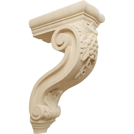 Ekena Millwork 4 1/4"W x 8"D x 13 1/4"H Holmdel Grapes & Vines Corbel, Rubberwood COR04X08X13HORW